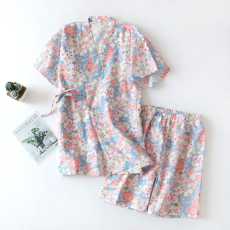 Pajamas Summer Gauze Thin Short Sleeved Shorts Set ARZ