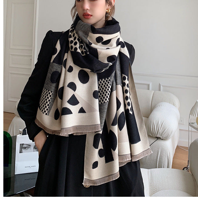 Casual Polka Dot Artificial Cashmere Warm Printing Long Scarf Shawl ARZ