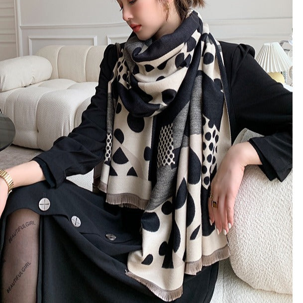 Casual Polka Dot Artificial Cashmere Warm Printing Long Scarf Shawl ARZ