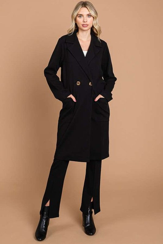 Culture Code Double Breast Lapel Collar Coat Trendsi