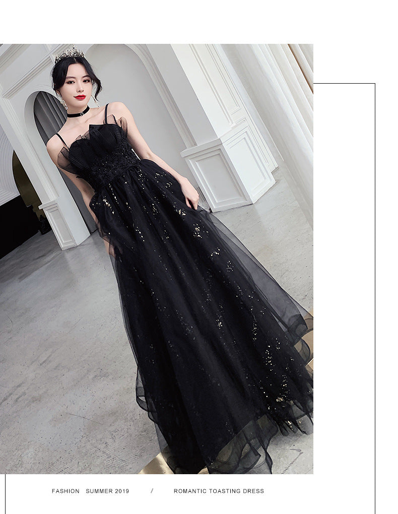 Black Evening Dress Temperamental Minority High-end ARZ