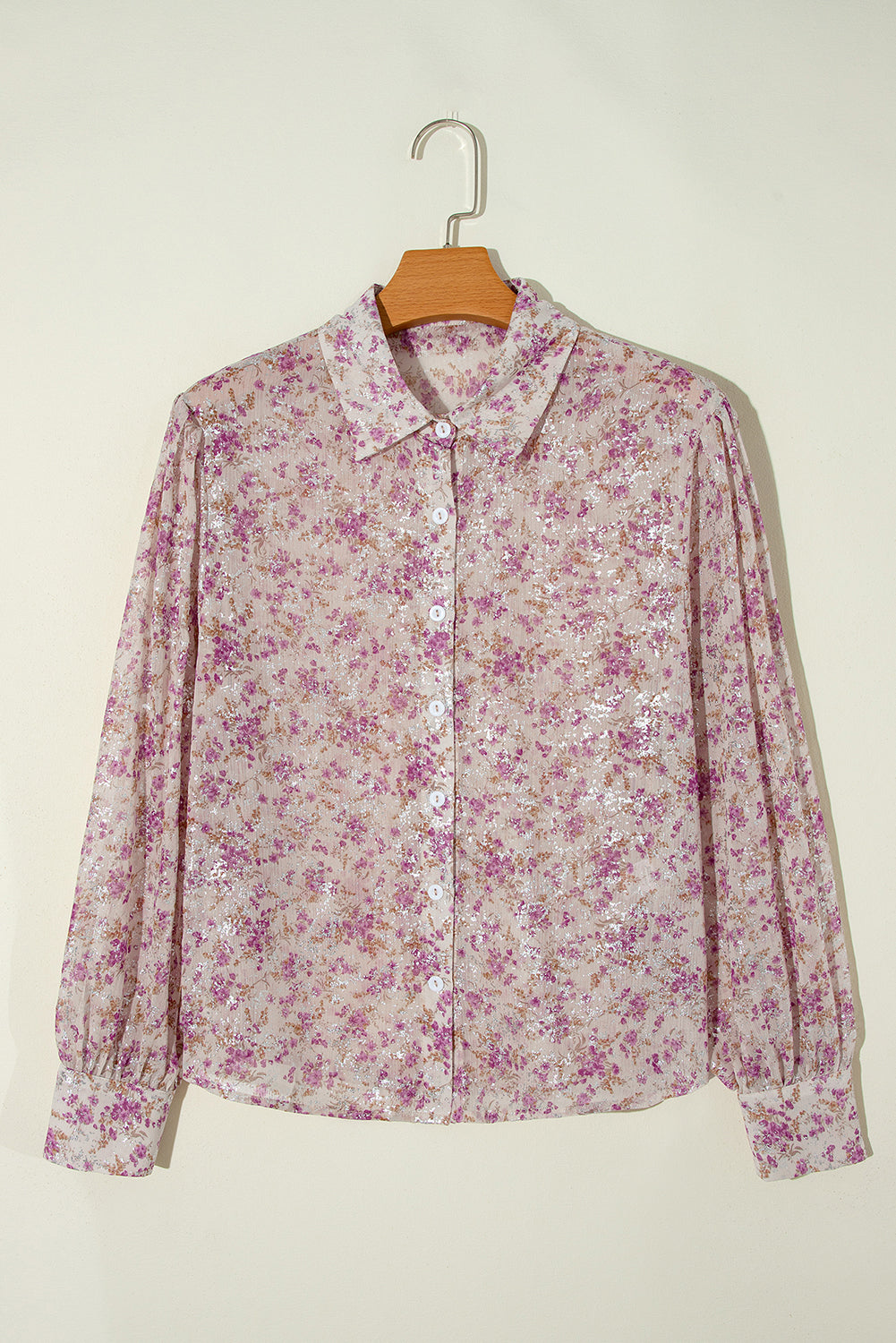 Casual Shirt: Printed Collared Neck Long Sleeve new Trend Trendsi