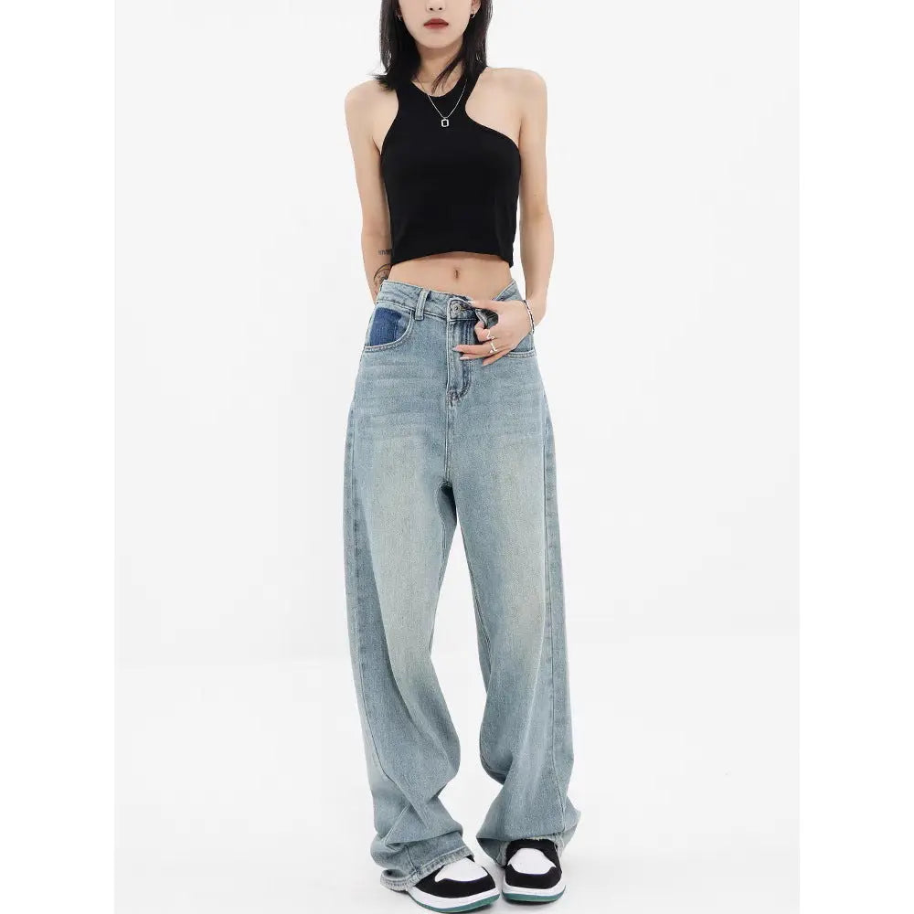 Women's Wide-leg Jeans Loose High Waist Drooping ARZ