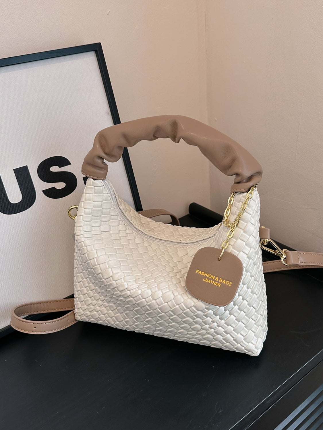 PU Leather Woven Crossbody Bag Trendsi