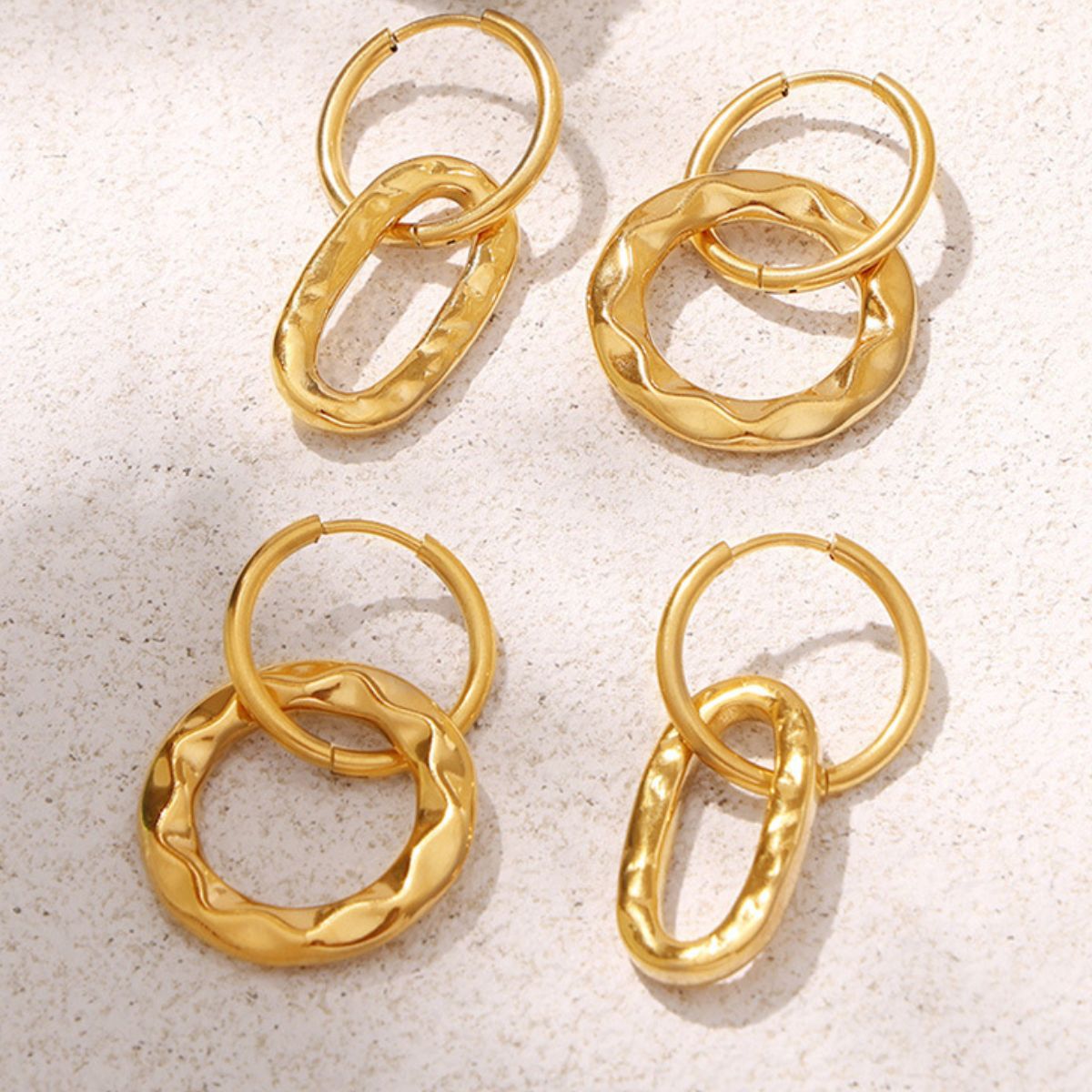 18K Gold-Plated Titanium Steel Annulus Earrings Trendsi