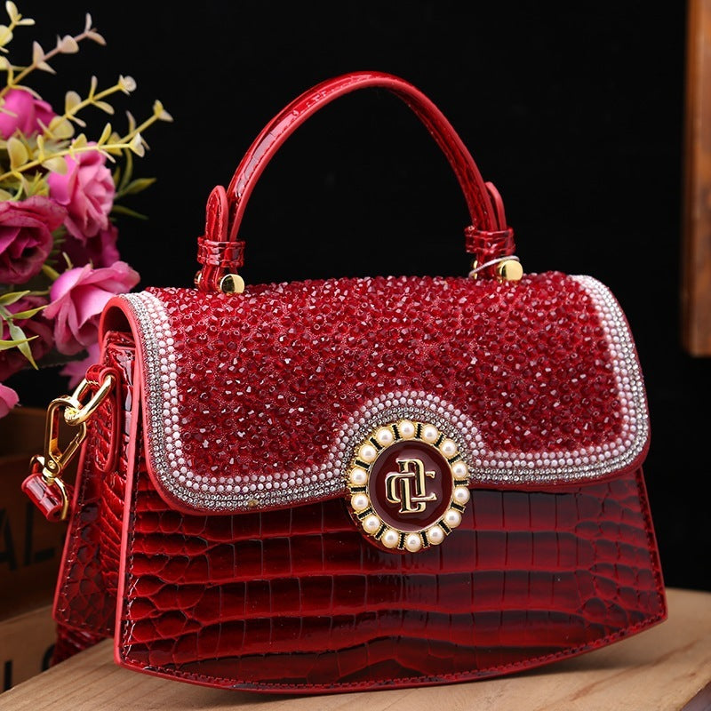 Fashion New Patent Leather Diamond Portable Shoulder Bag ARZ