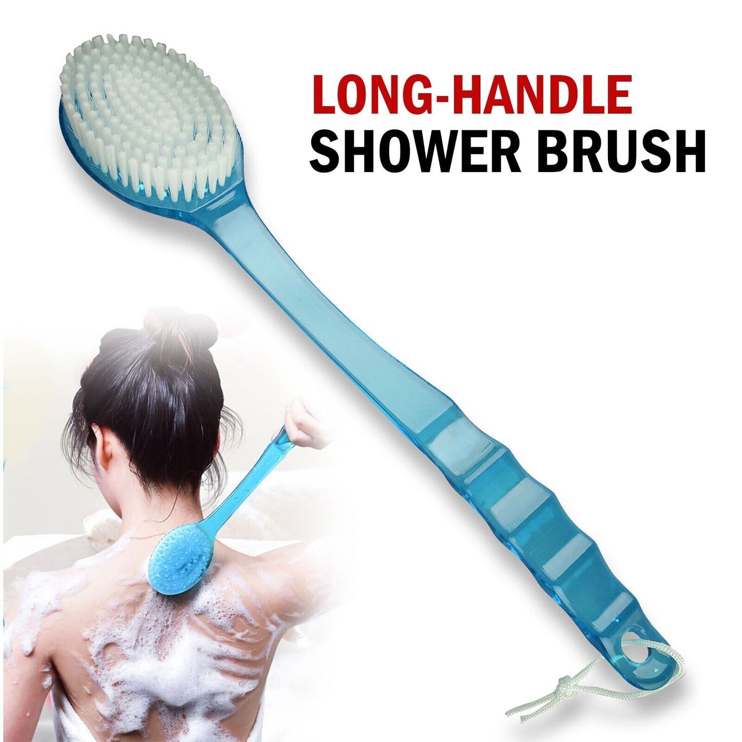 Back Body Shower BrushLong Handle Exfoliating Skin Spa Bath Soft Scrubber Clean ARZ