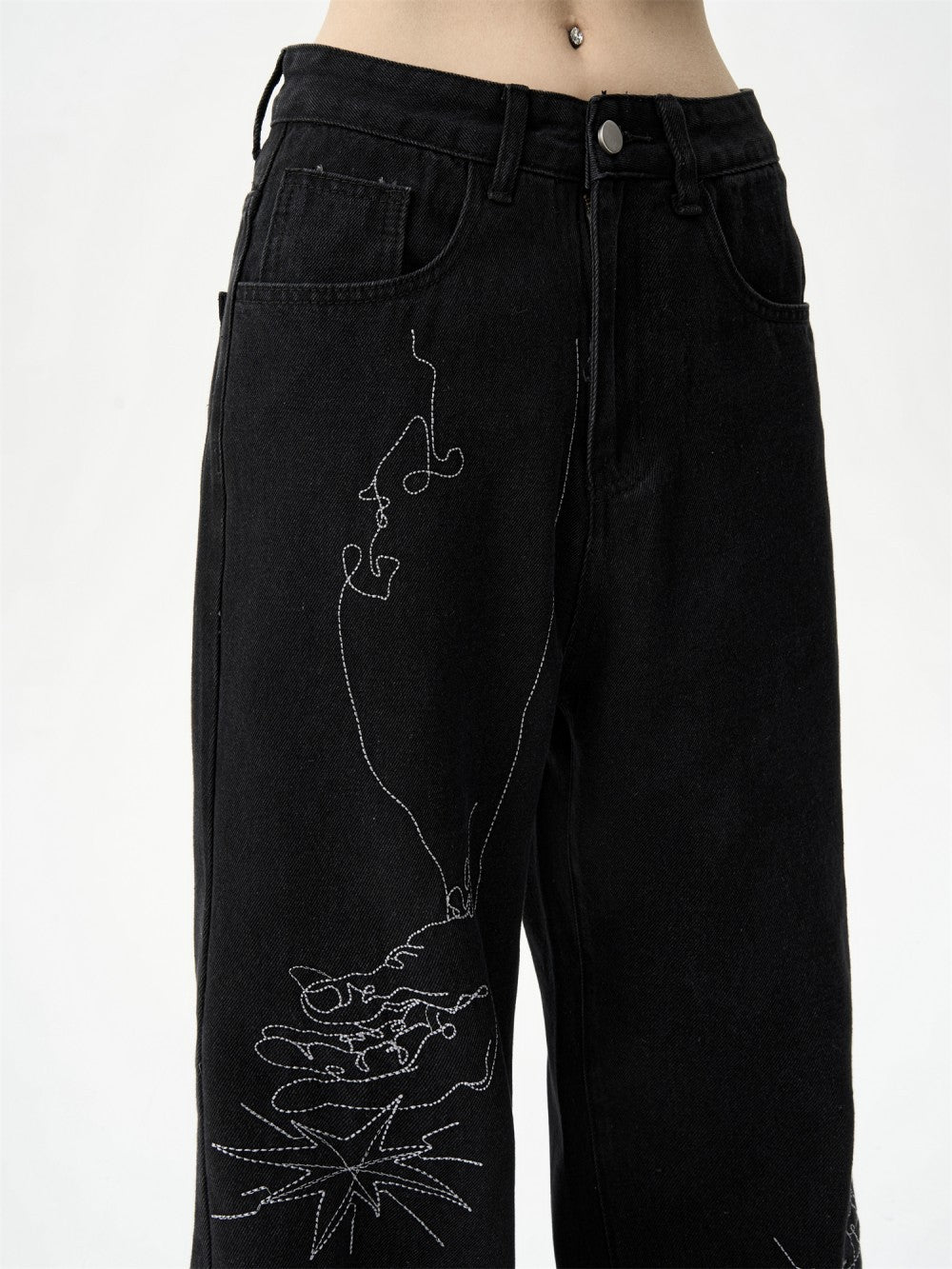 Women's Loose Hand-painted Embroidered Straight Jeans ARZ