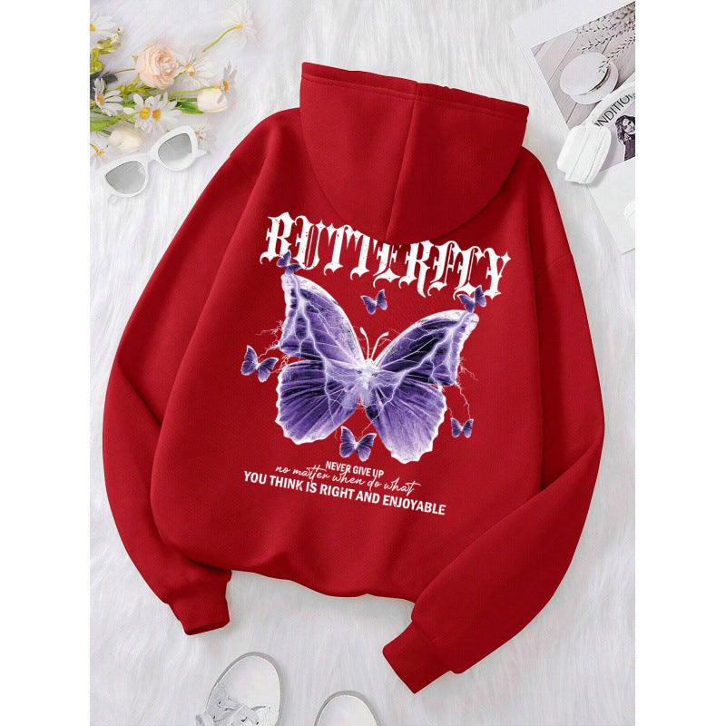 Purple Butterfly Sports Hooded Top Women's Sweater ARZ