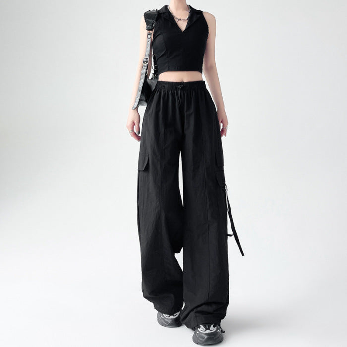 Quick-dry Pants Women's Summer Overalls Women's Summer Thin Ice Silk Ankle-tied Loose High Waist ARZ