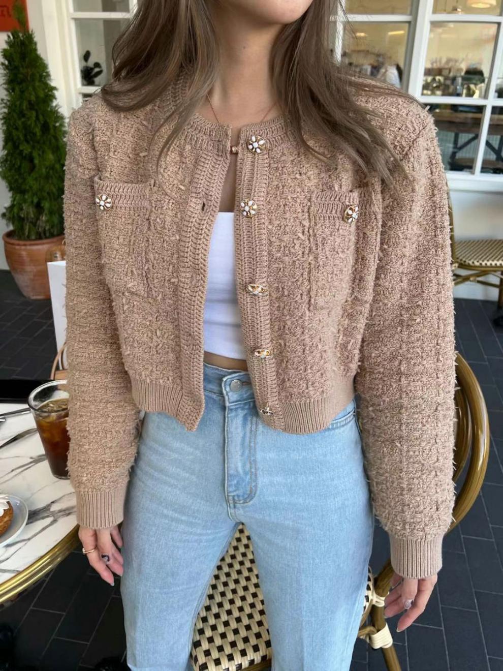 Knitted Top Women's Round Neck Sweater Coat ARZ