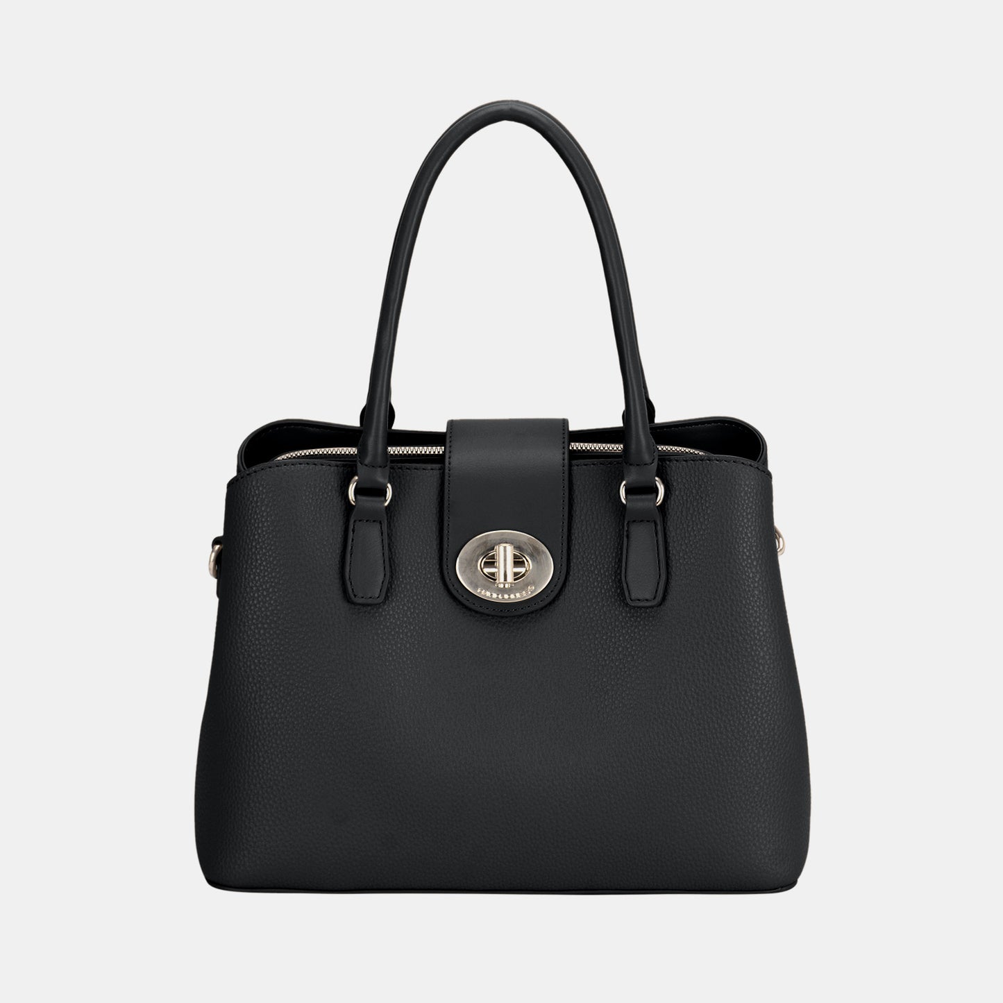 David Jones PU Leather Twist-Lock Tote Bag Trendsi