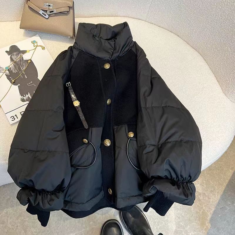 Plus Size Down Cotton-padded Coat Women's Thickened Splicing Coat ARZ