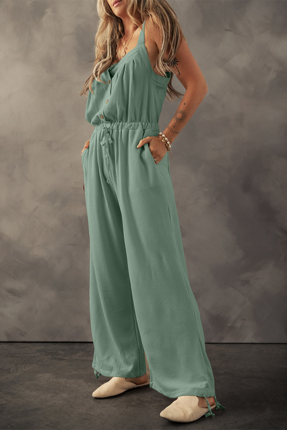 Drawstring Wide Strap Wide Leg Overalls Trendsi