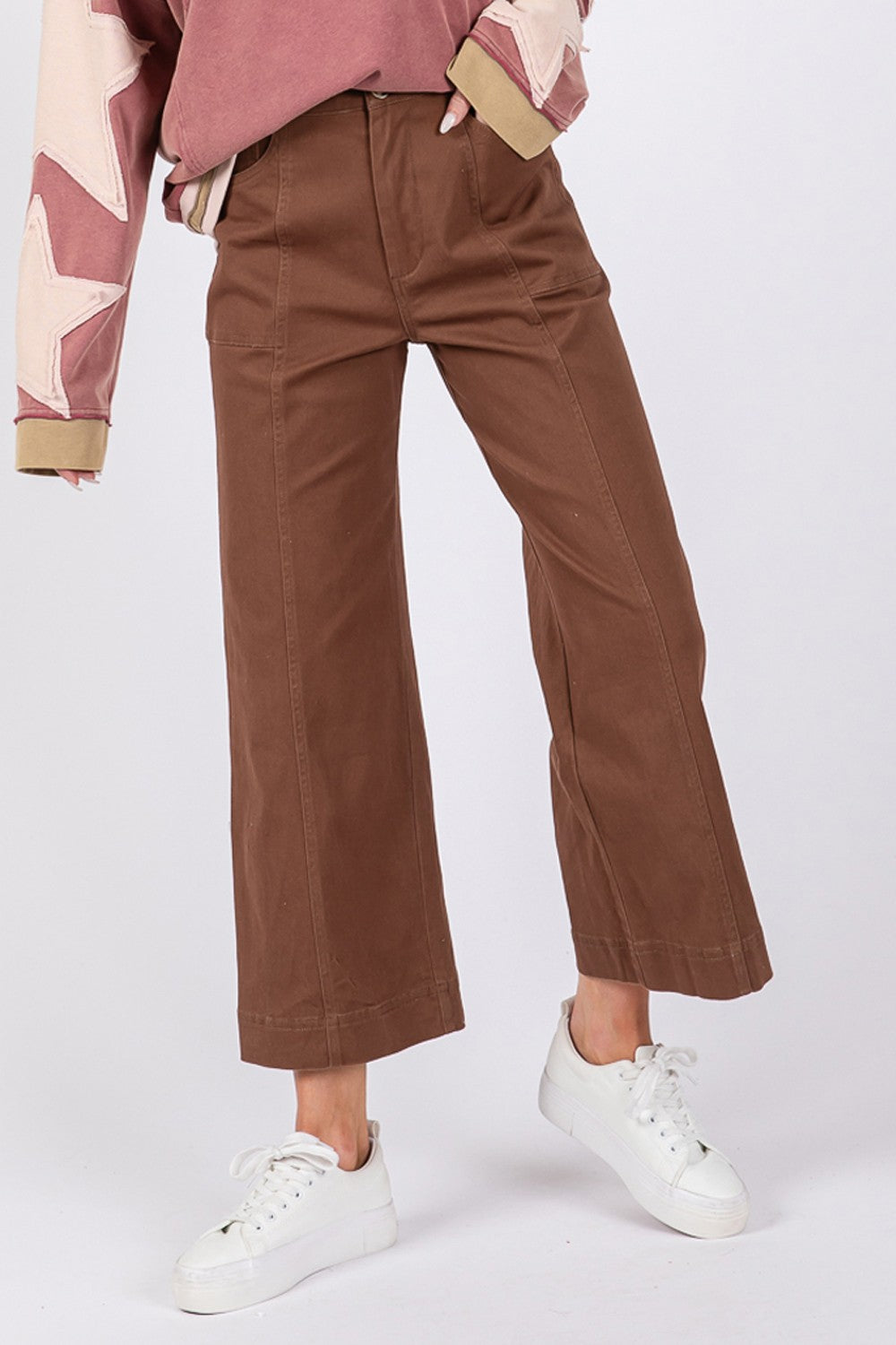 SAGE + FIG Wide Leg Cropped Pants Trendsi