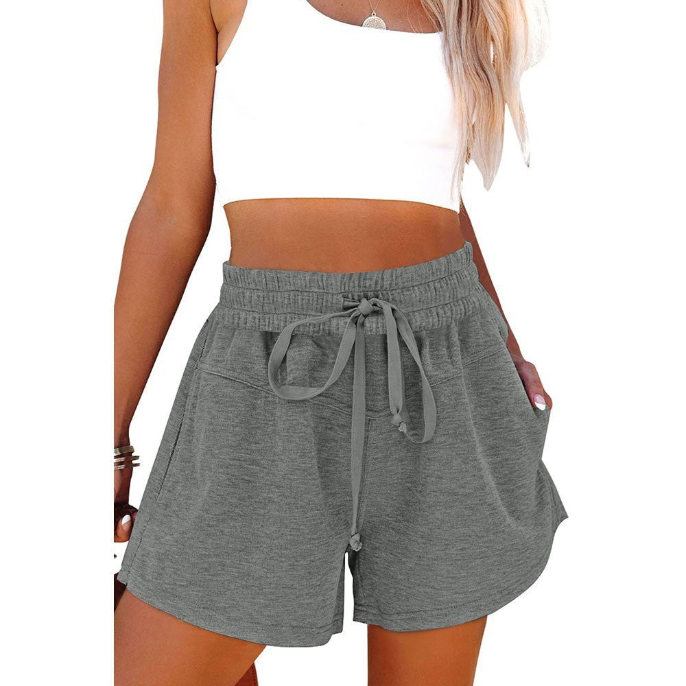 Women's Lace Up Casual Pocket Solid Color Shorts ARZ