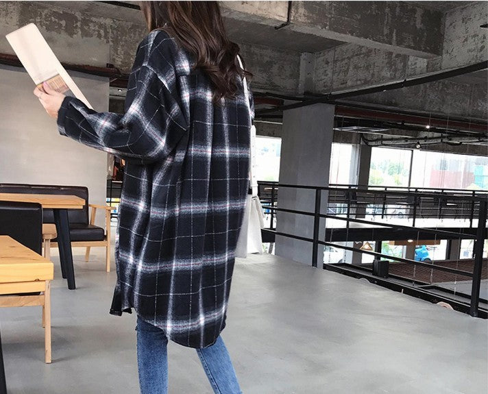 Plaid shirt female casual shirt coat ARZ