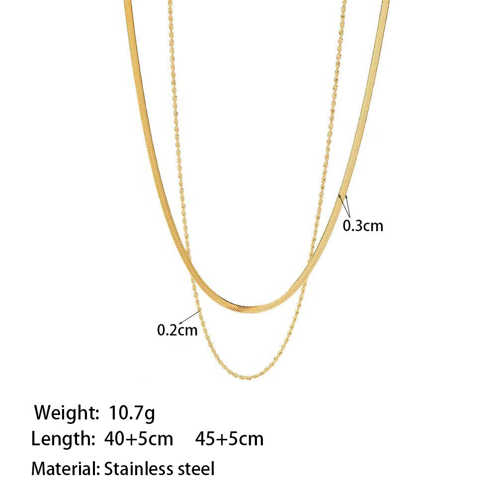 Simple Double-layer Twist Snake Bone Necklace For Women ARZ