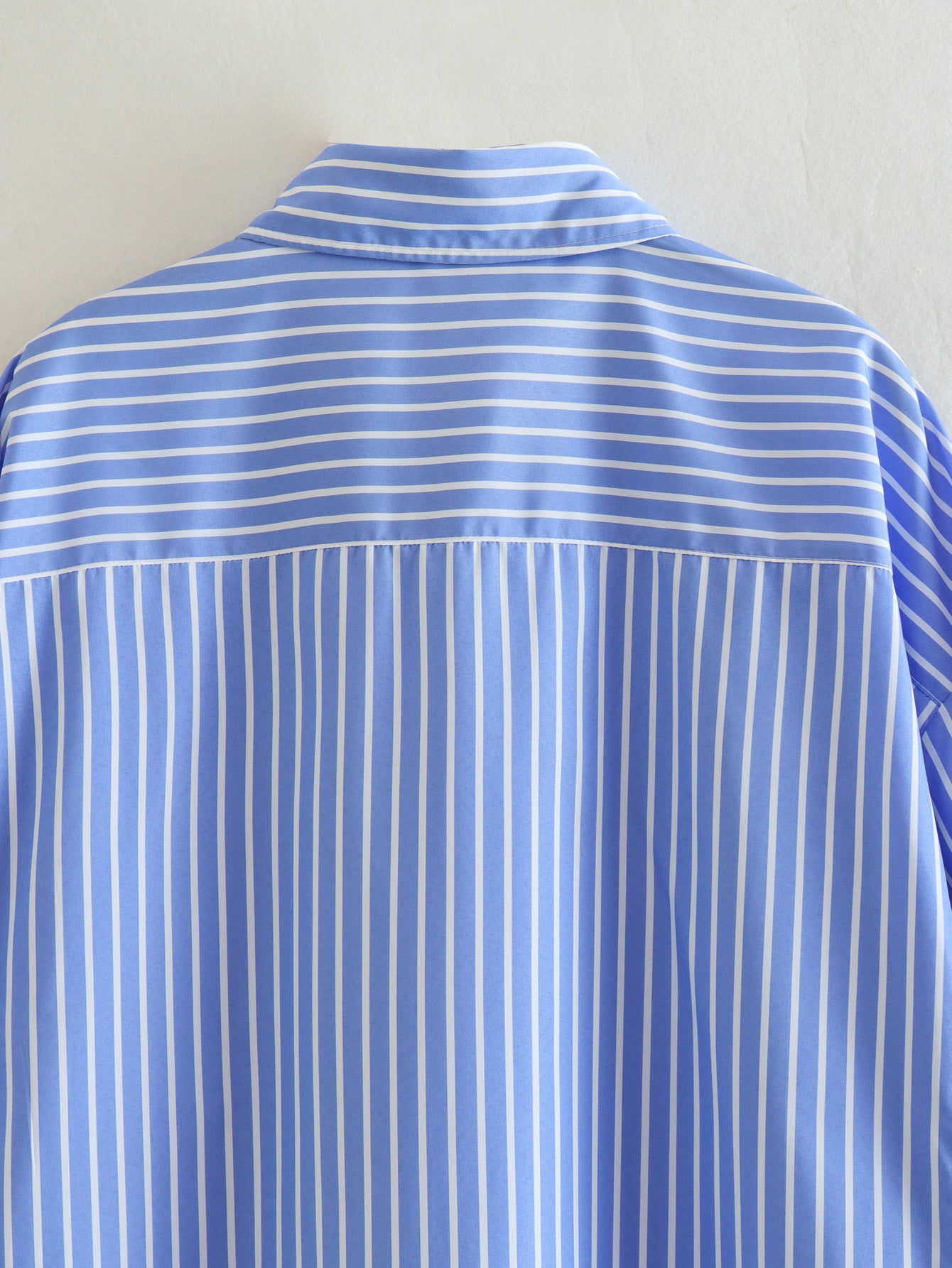 Loose Casual Mid-length Short Front And Long Back Striped Shirt ARZ