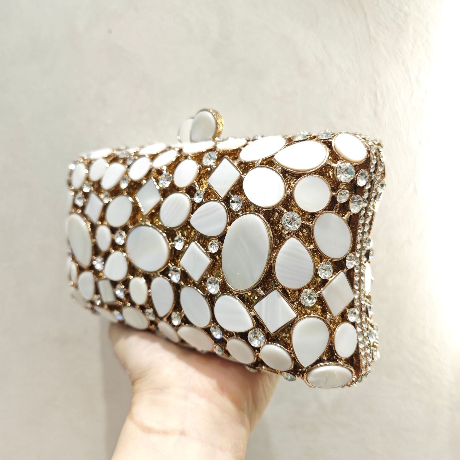 Full Diamond Shell Dinner Clutch Crystal Hollow Women's Bag ARZ