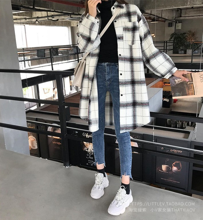 Plaid shirt female casual shirt coat ARZ