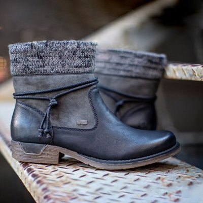 Side zip block heel warm Martin boots ARZ