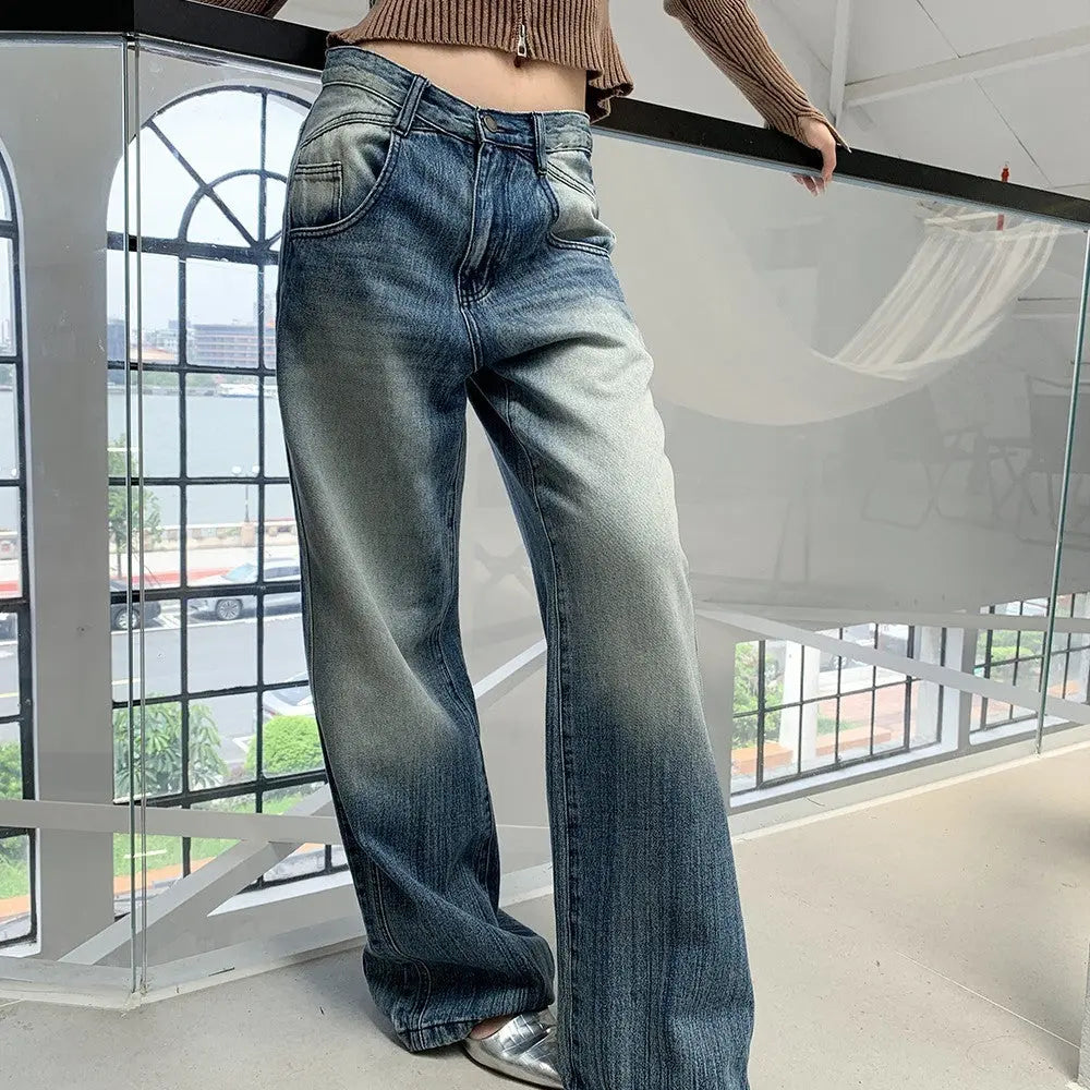 Women's Low Waist Retro Wide Leg Jeans ARZ