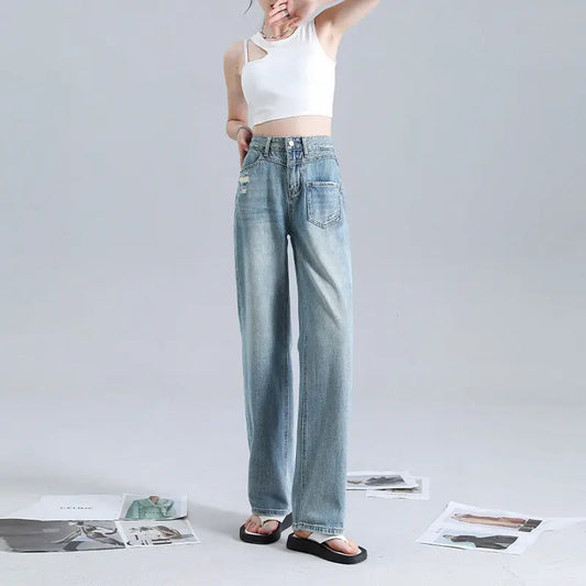 Fashionable Irregular Straight Jeans For Women ARZ