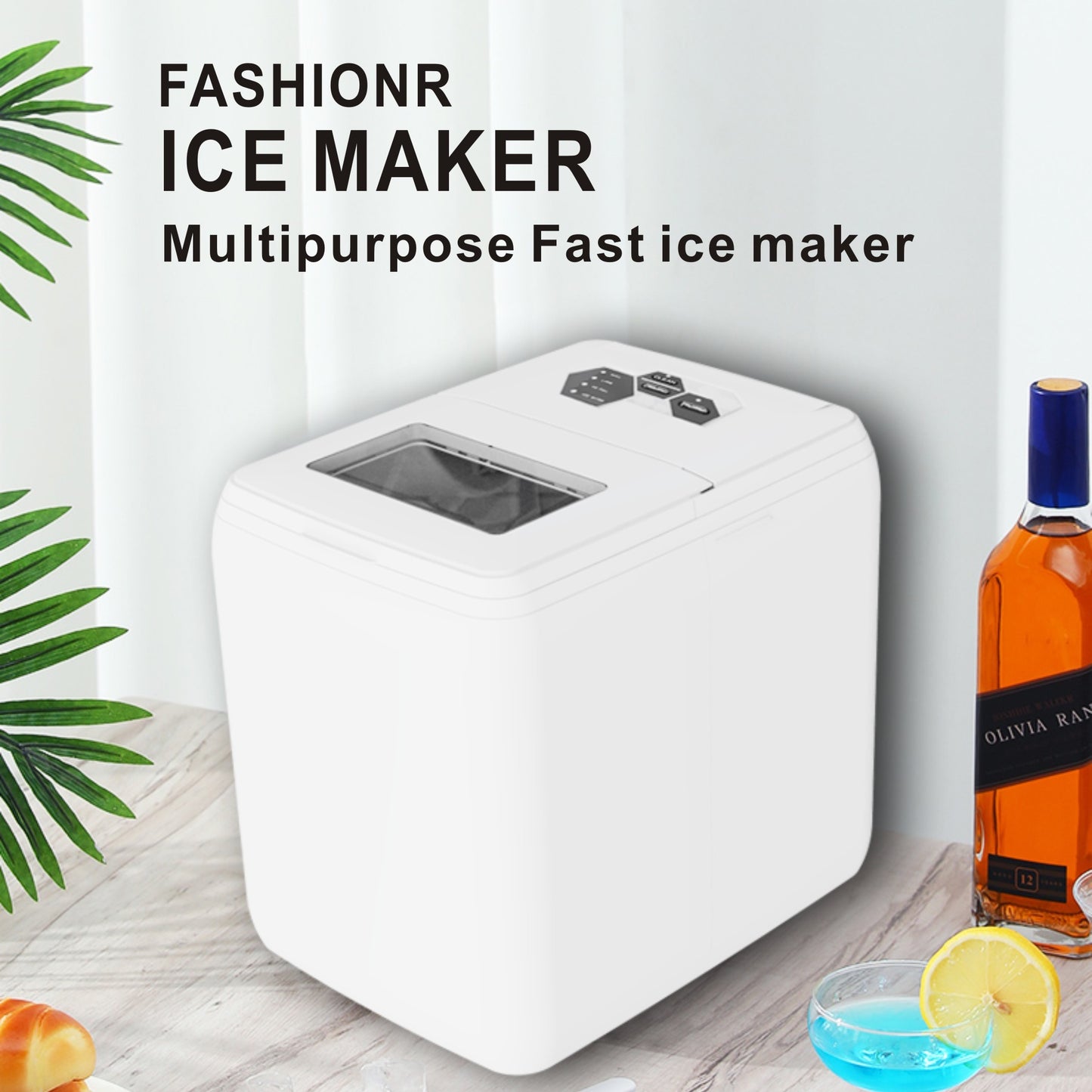 Ice Maker Ice Maker Countertop 44LBS Ice Maker Home Use Outdoor Use Ice Maker 20KG Compact Ice Maker With Ice Scoop & Basket, Ideal For Home Use Party Camping ARZ