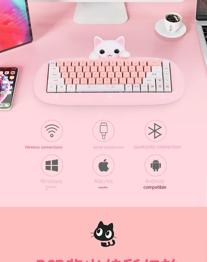 Wireless Bluetooth E-sports Games Cute Mini Office Mechanical Keyboard ARZ