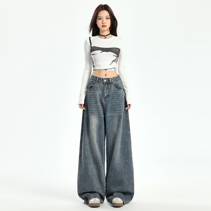 Women's American-style Retro Loose Wide-leg Pants ARZ