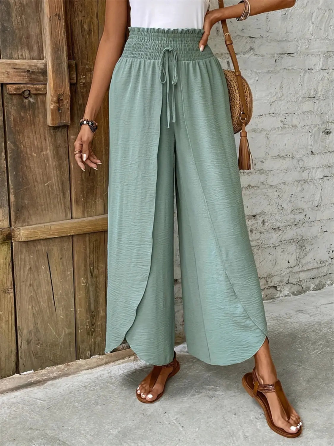 Tied High Waist Wide Leg Pants Trendsi