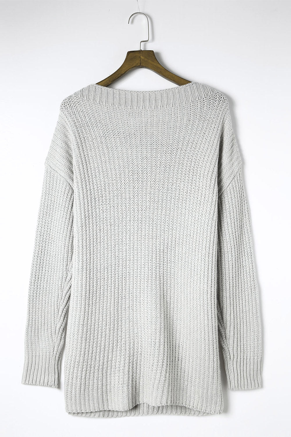 Side Slit Boat Neck Long Sleeve Sweater Trendsi