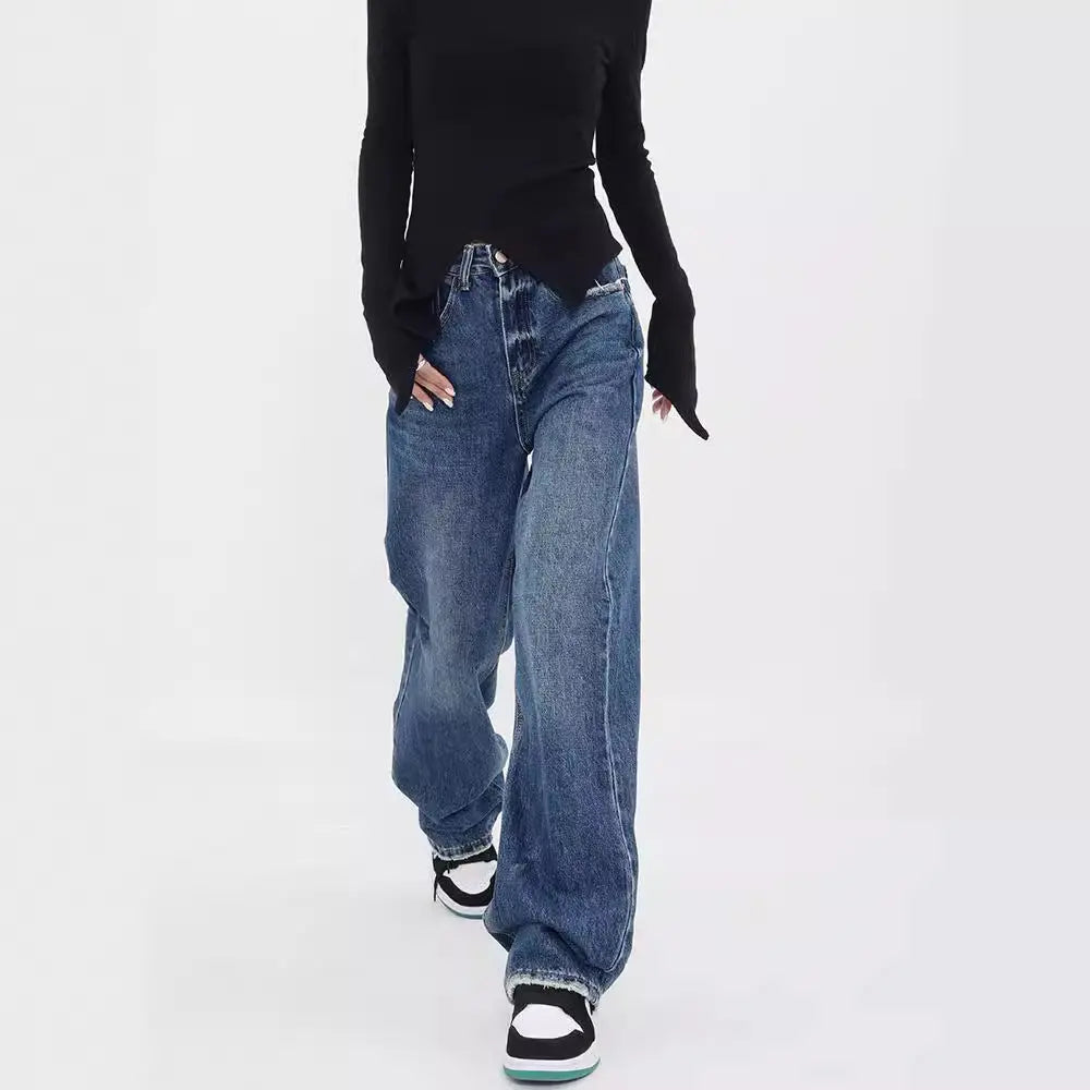 Women's Wide-leg Jeans Loose High Waist Drooping ARZ