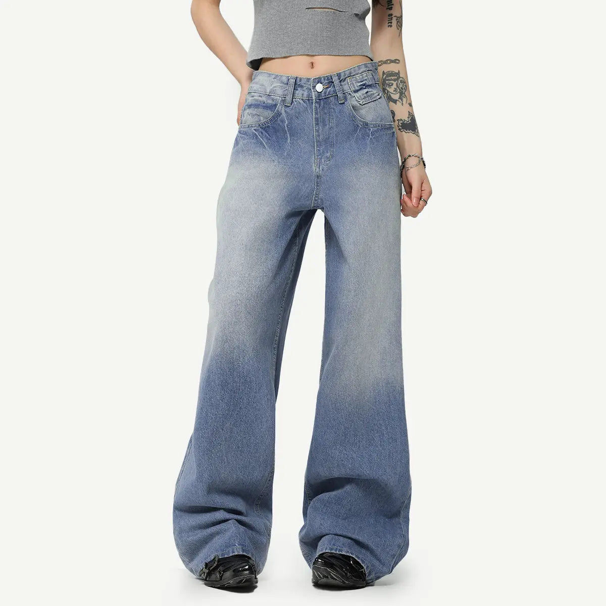 Gradient Washed Ice Blue High Street Jeans ARZ