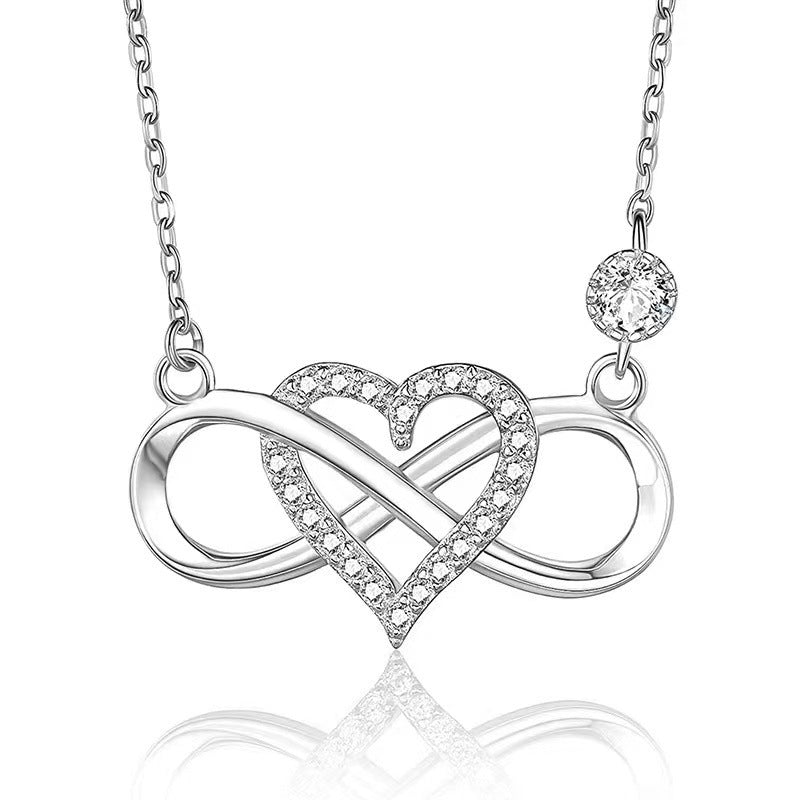 S925 Sterling Silver 8 Words Infinite Heart Necklace Female Source Factory ARZ