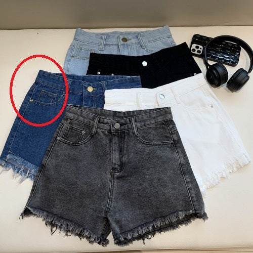 Wide Leg Denim Shorts Frayed Summer New High Waist Slimming ARZ