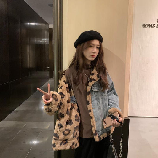 Double-sided Lamb Wool Coat Winter Denim Cotton Coat Ins ARZ