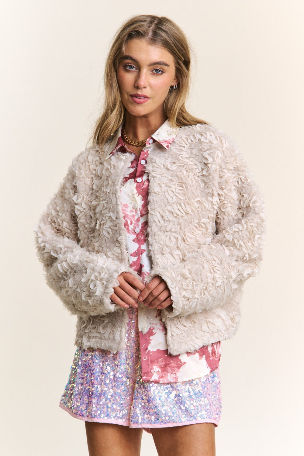 J.NNA Mixed Fabric Chic Jacket Trendsi