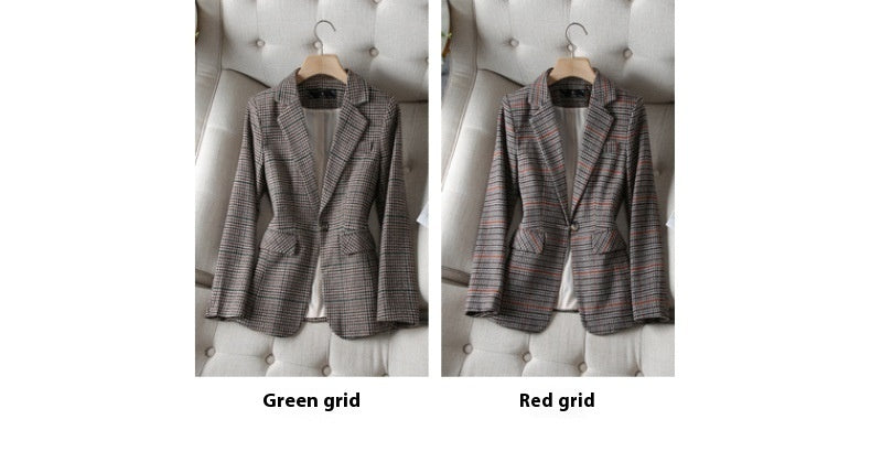 Women's New Fashion Casual Houndstooth Suit Jacket ARZ