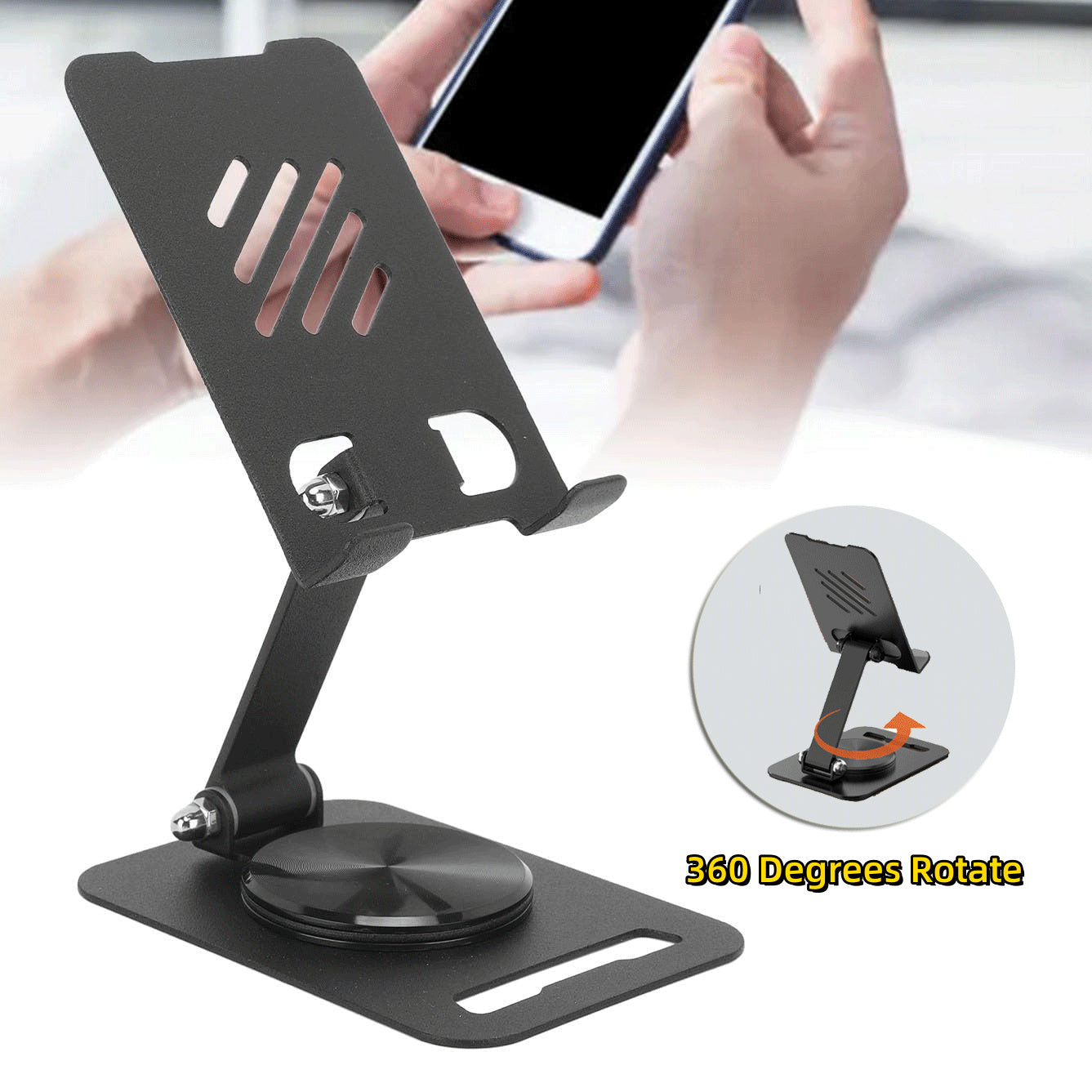 360 Degrees Rotate Metal Desk Mobile Phone Holder Stand For Phone Pad Adjustable Desktop Tablet Holderl Table Cell Phone Stand ARZ