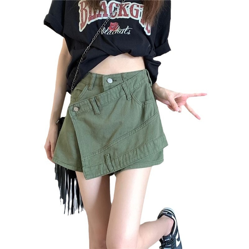 Women's Fashion Irregular High Waist Denim Short Pantskirt ARZ