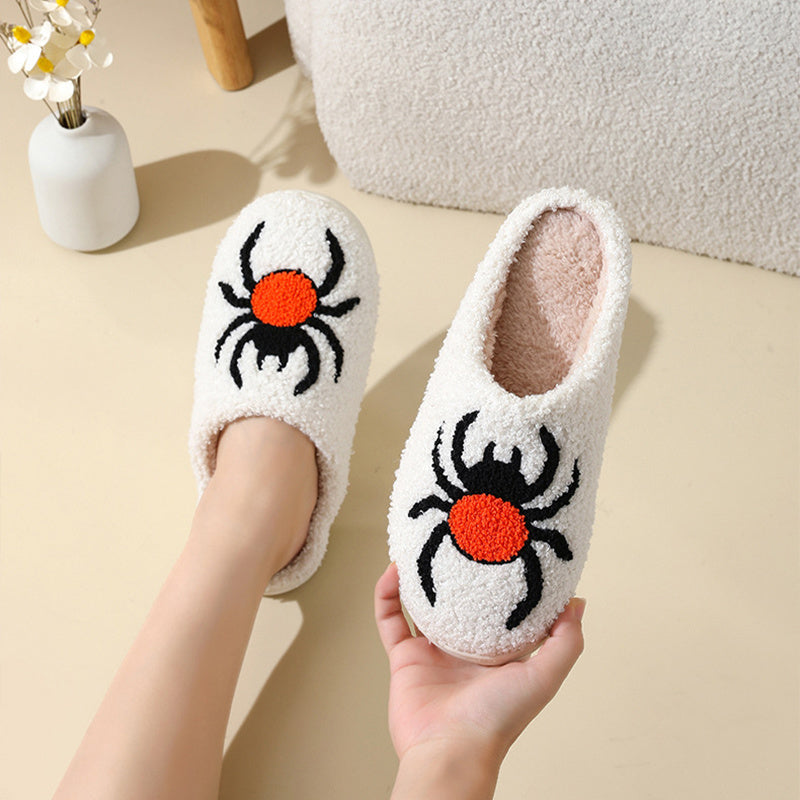 Halloween Spider Witch-hat Slippers Home Indoor Non-slip Floor Bedroom Slippers Winter Warm House Shoes For Women Men ARZ