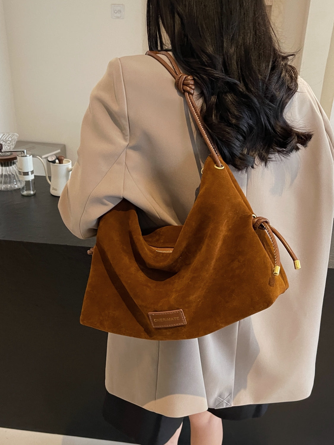 Suede Large Shoulder Bag Trendsi