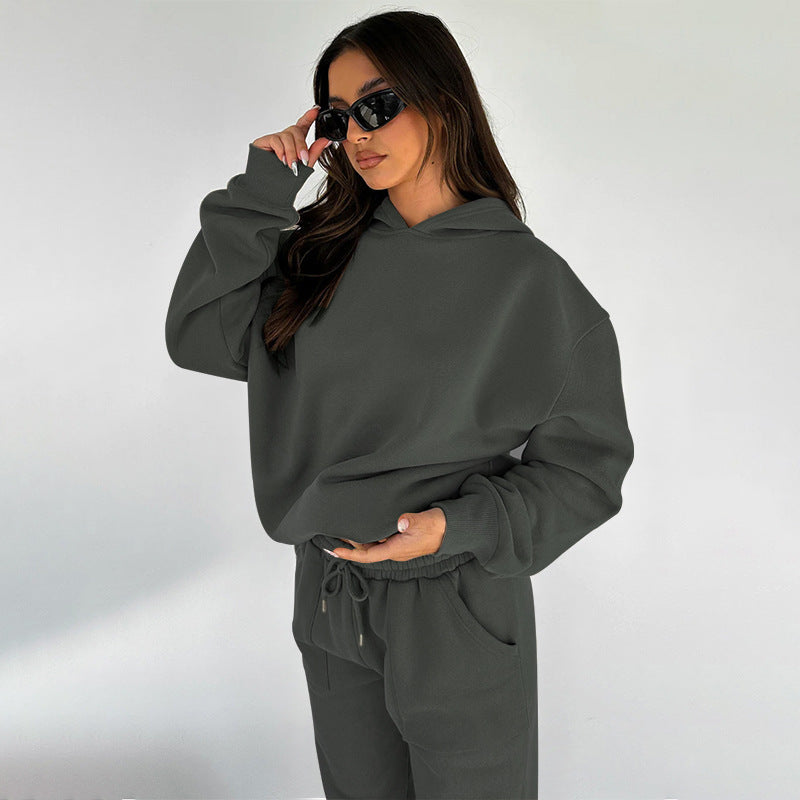 Solid Color Hooded Long Sleeve Sweater Women's Clothing ARZ