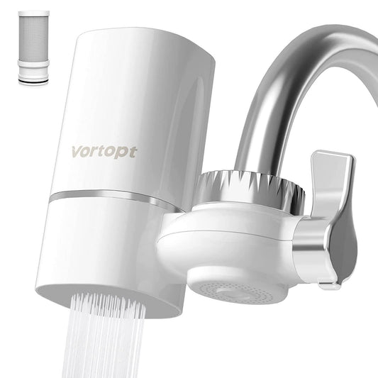 Vortopt Faucet Water Filter For Sink - NSF Certified Water Purifier For Faucet, 400 Gallons Faucet Mount Tap Water Filtration System For Kitchen, Bathroom, Reduces Lead, Chlorine, Bad Taste, T1 ARZ