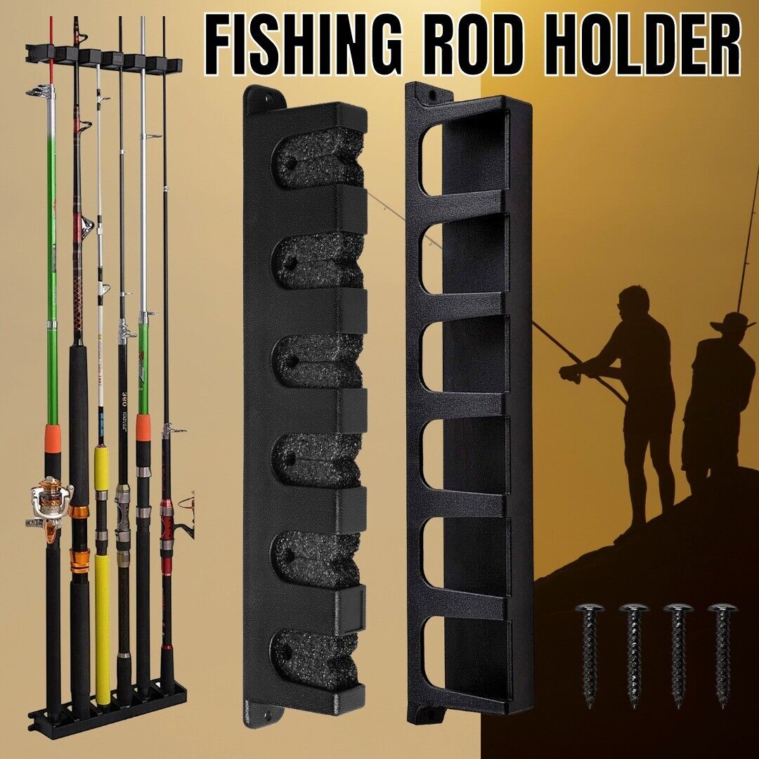 Fishing Rod Rack Vertical Holder Horizontal Wall Mount Boat Pole Stand Storage ARZ