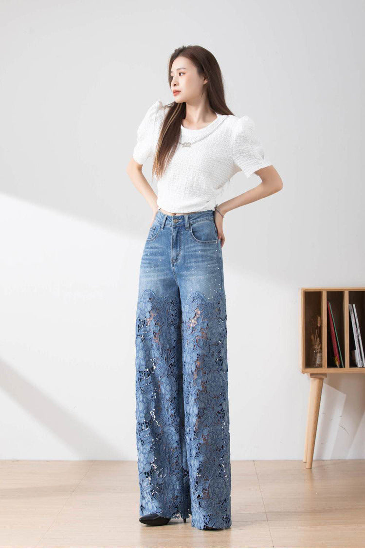 Women's Stitching High Waist Wide Leg Pants ARZ