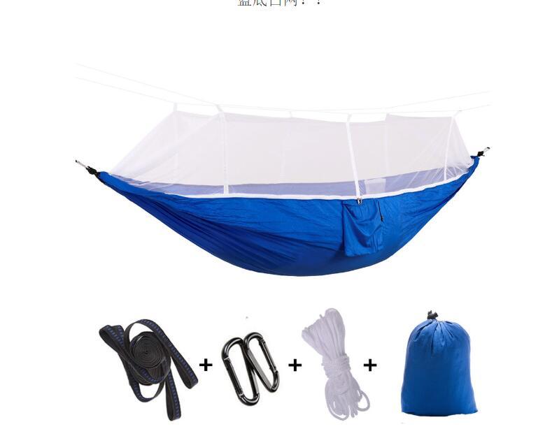 Outdoor Parachute Cloth Hammock Couble with Mosquito Net Light Portable Army Green Insect-proof Camping Aerial Tent ARZ