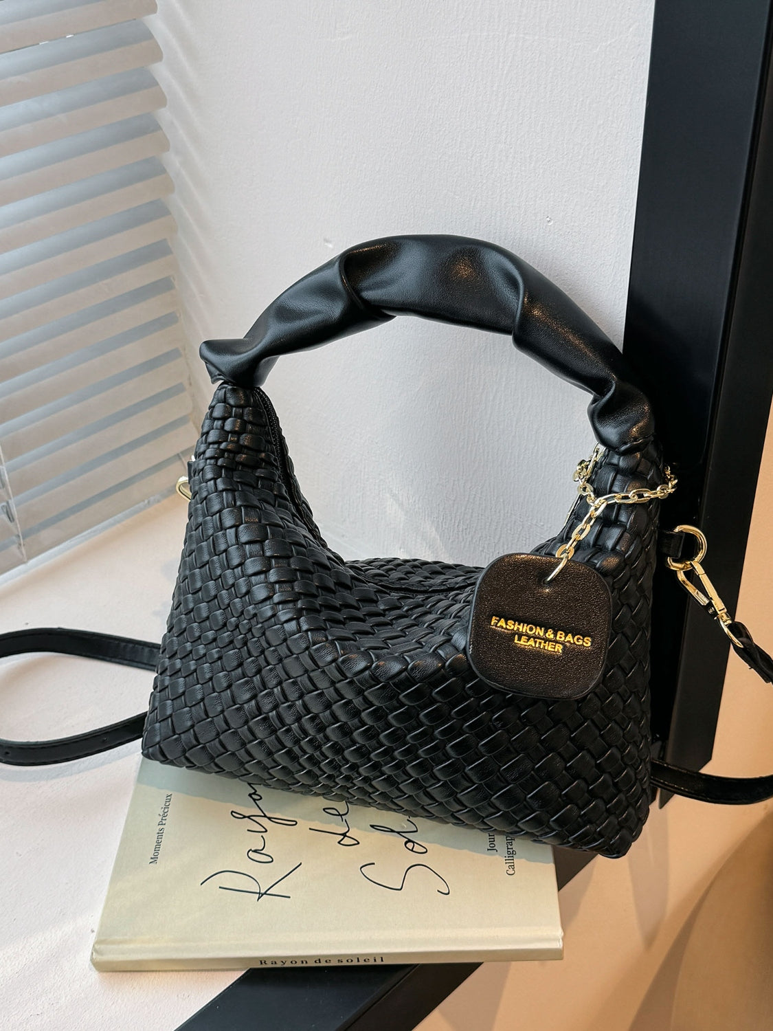 PU Leather Woven Crossbody Bag Trendsi